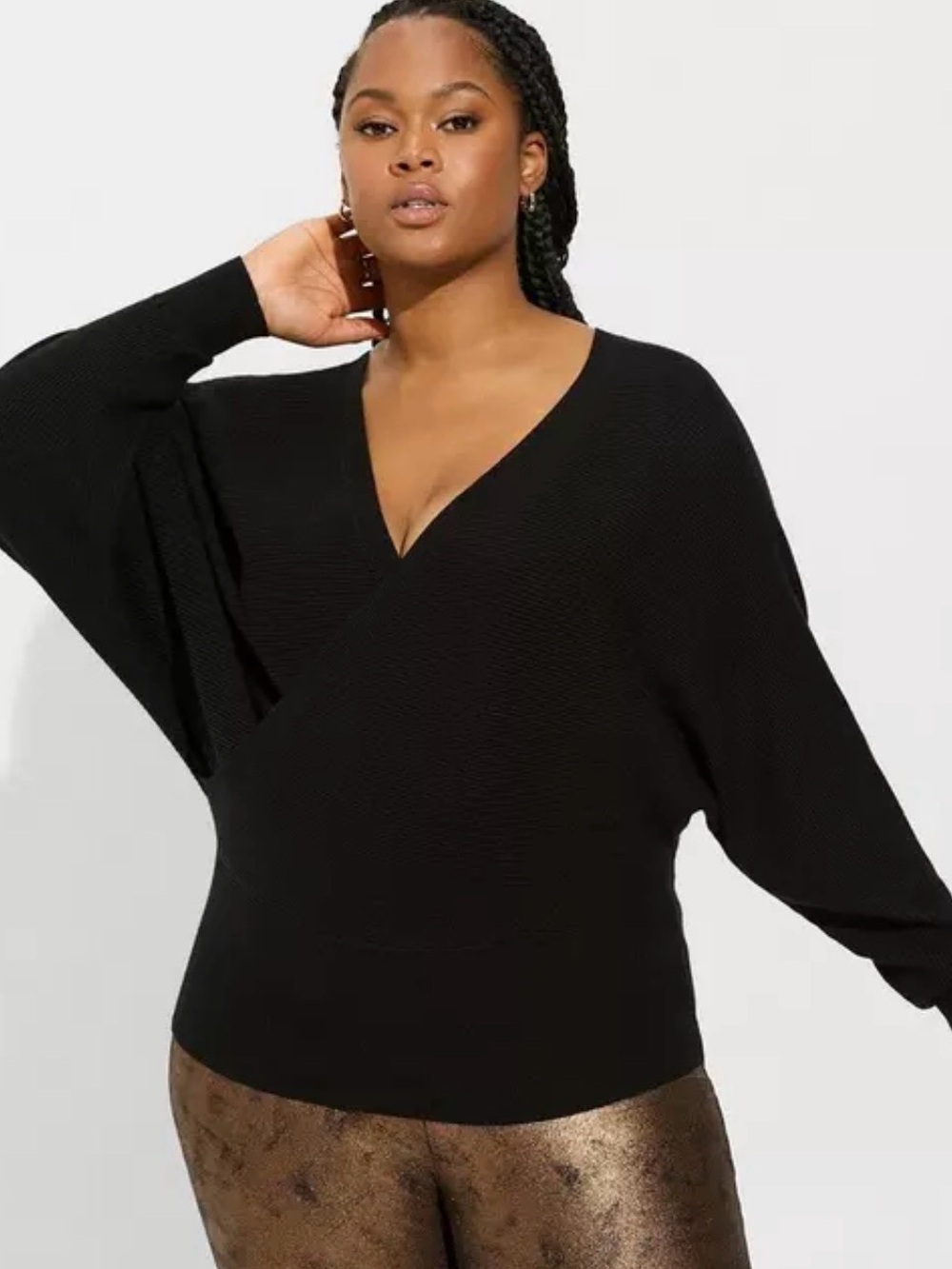 Torrid Everyday Soft Ribbed Pullover Surplice Sweater